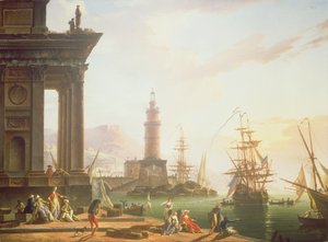 Uma cena do porto do Mediterrâneo, 1752